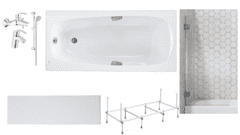 Готовое решение: акриловая ванна Roca Sureste, набор смесителей Grohe, шторка Ambassador 70