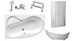 Готовое решение: акриловая ванна Ravak Rosa 95, стеклянная шторка Ravak Rosa, смеситель Am.Pm X-Joy