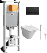 Готовое решение: инсталляция OLI 80 с кнопкой OLI Slim, унитаз Grossman, гигиенический душ Grohe