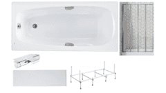 Готовое решение: акриловая ванна Roca Sureste, смеситель с термостатом Grohe, шторка Ambassador 100