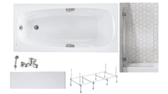 Готовое решение: акриловая ванна Roca Sureste, душевой гарнитур Bravat, шторка Ambassador 70