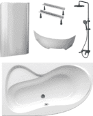 Готовое решение: акриловая ванна Ravak Rosa 95, стеклянная шторка Ravak Rosa, душевая система Am.Pm